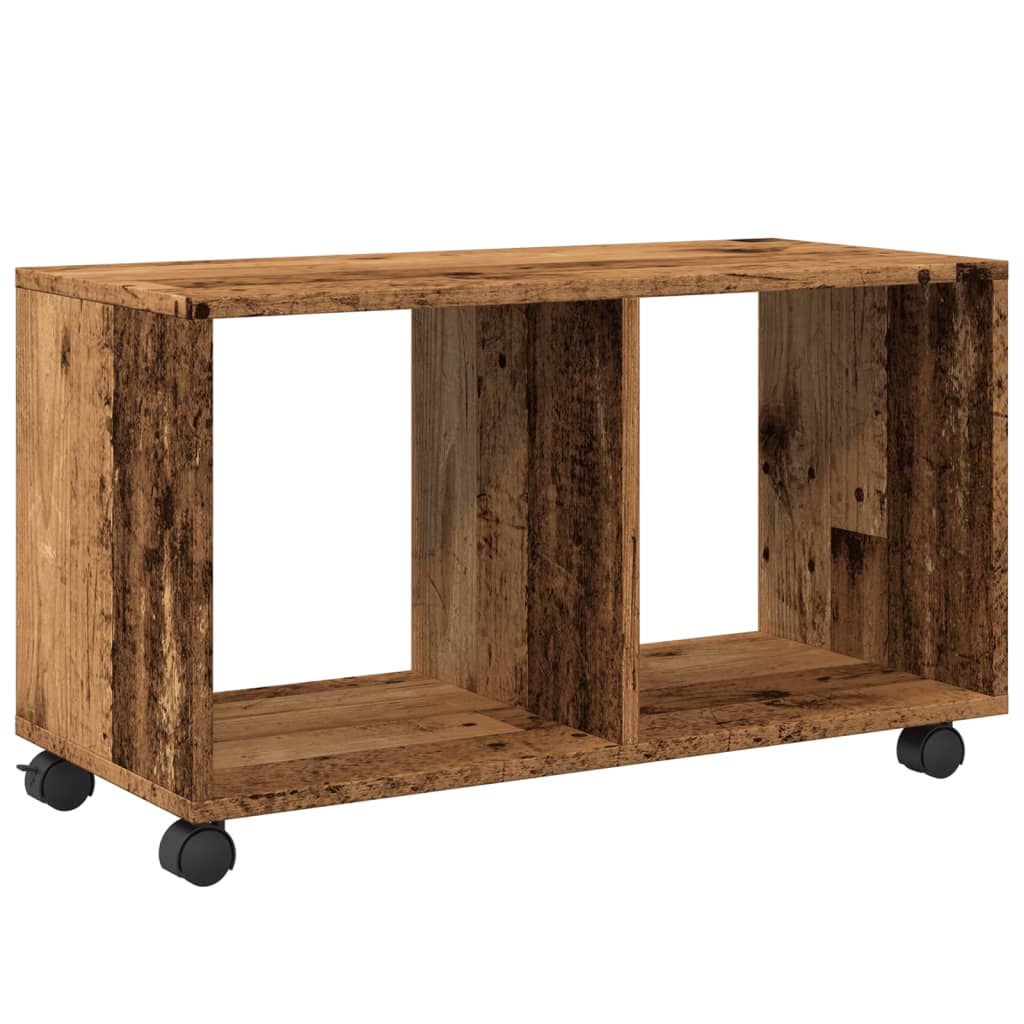 antik fa színű szerelt fa görgős szekrény 72 x 33 x 42,5 cm