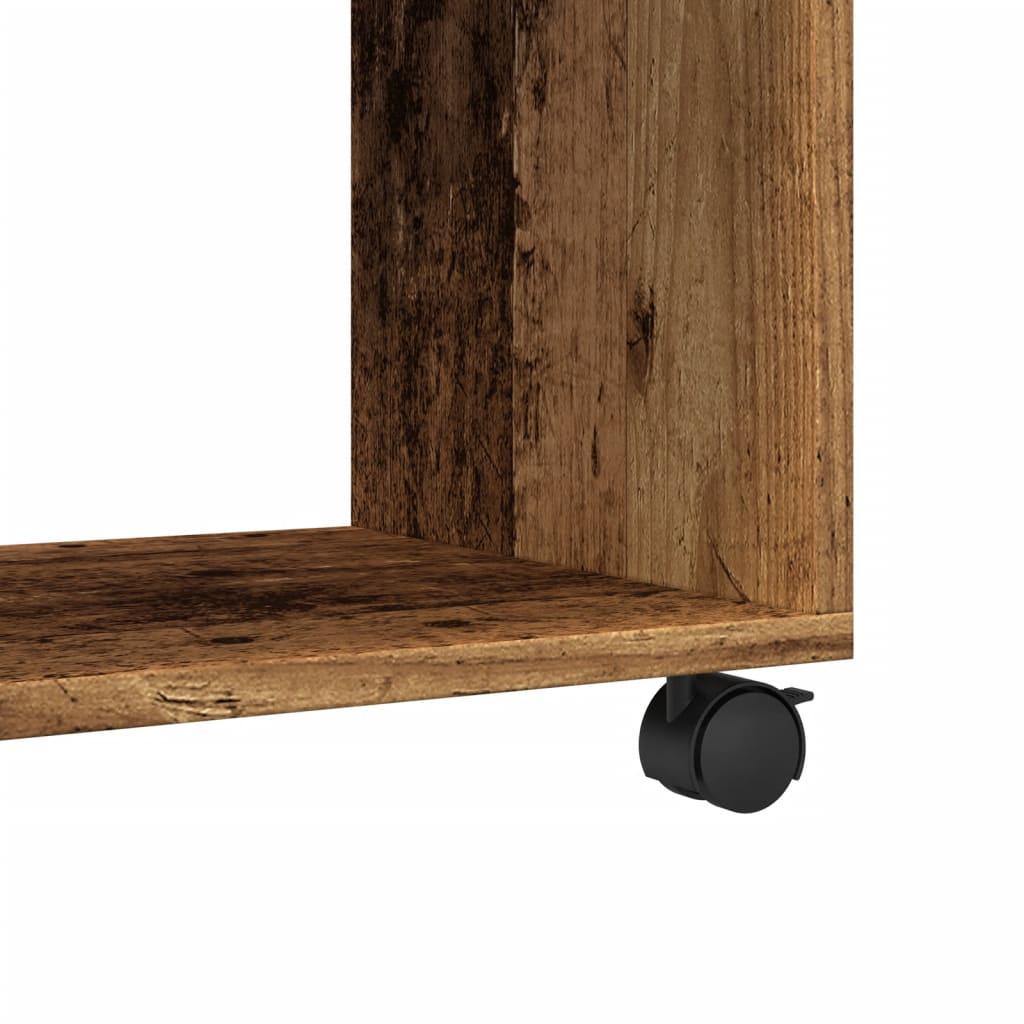 antik fa színű szerelt fa görgős szekrény 72 x 33 x 42,5 cm