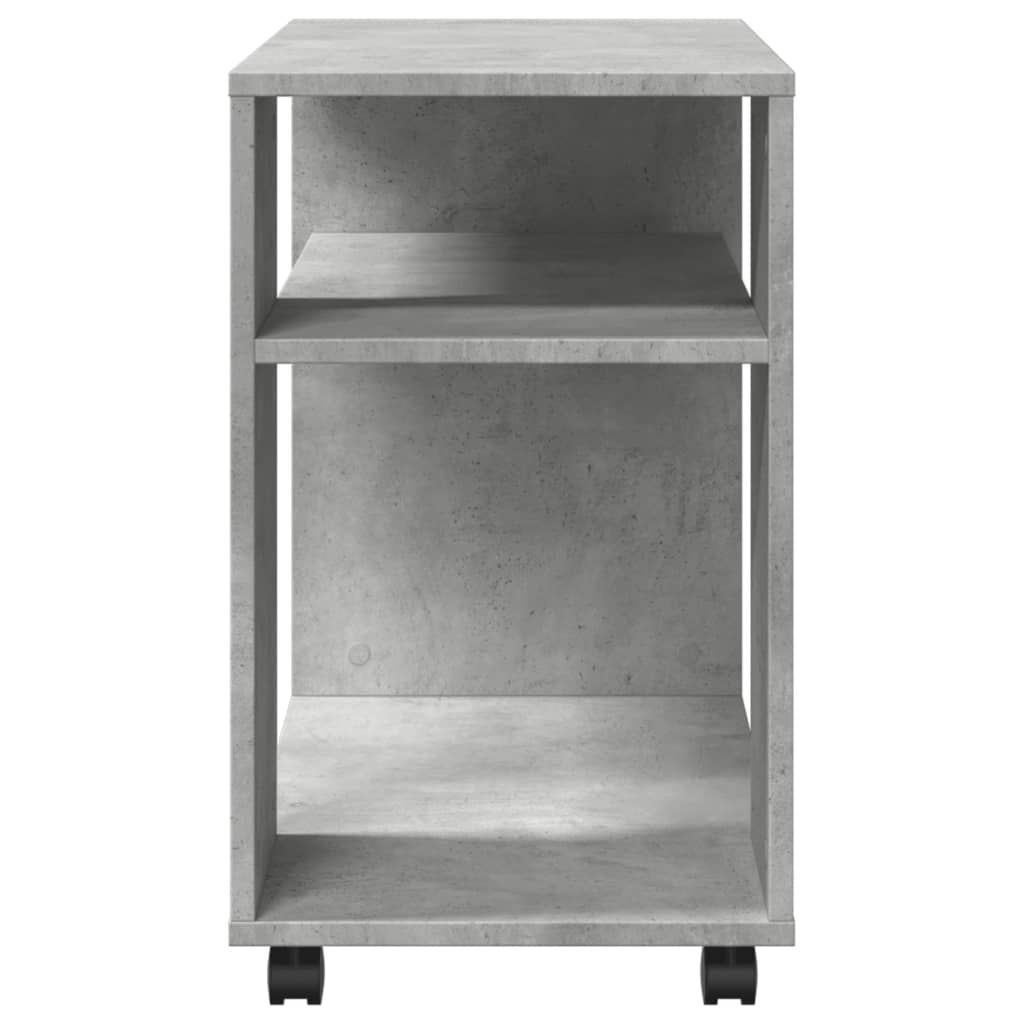 betonszürke szerelt fa kisasztal kerekekkel 70 x 35 x 60 cm