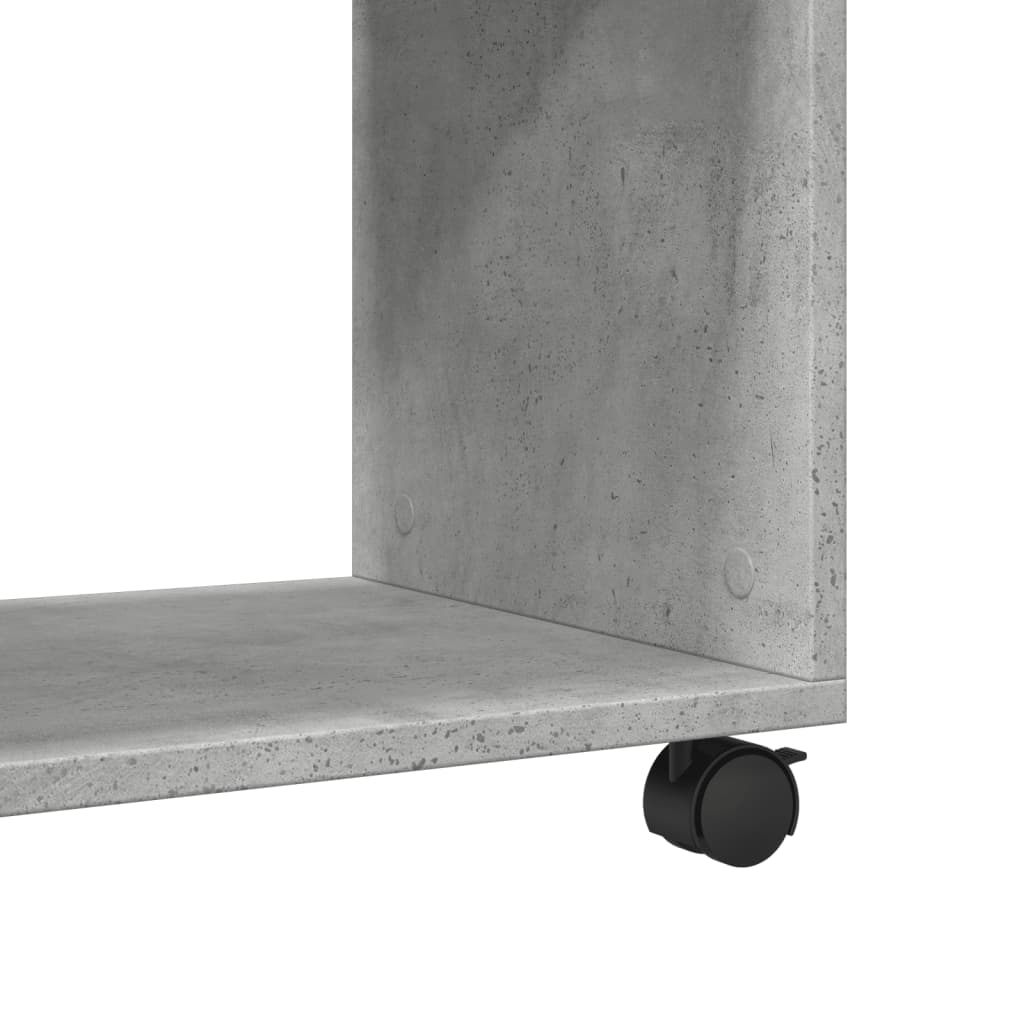 betonszürke szerelt fa kisasztal kerekekkel 70 x 35 x 60 cm