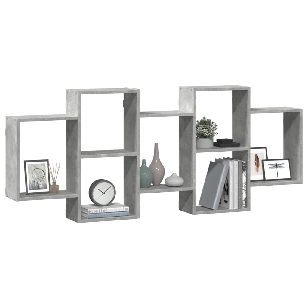 betonszürke szerelt fa fali polc 159 x 18 x 65 cm