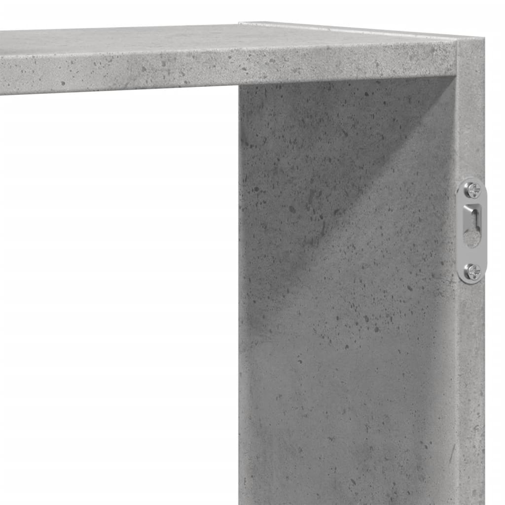 betonszürke szerelt fa fali polc 129 x 18 x 42 cm