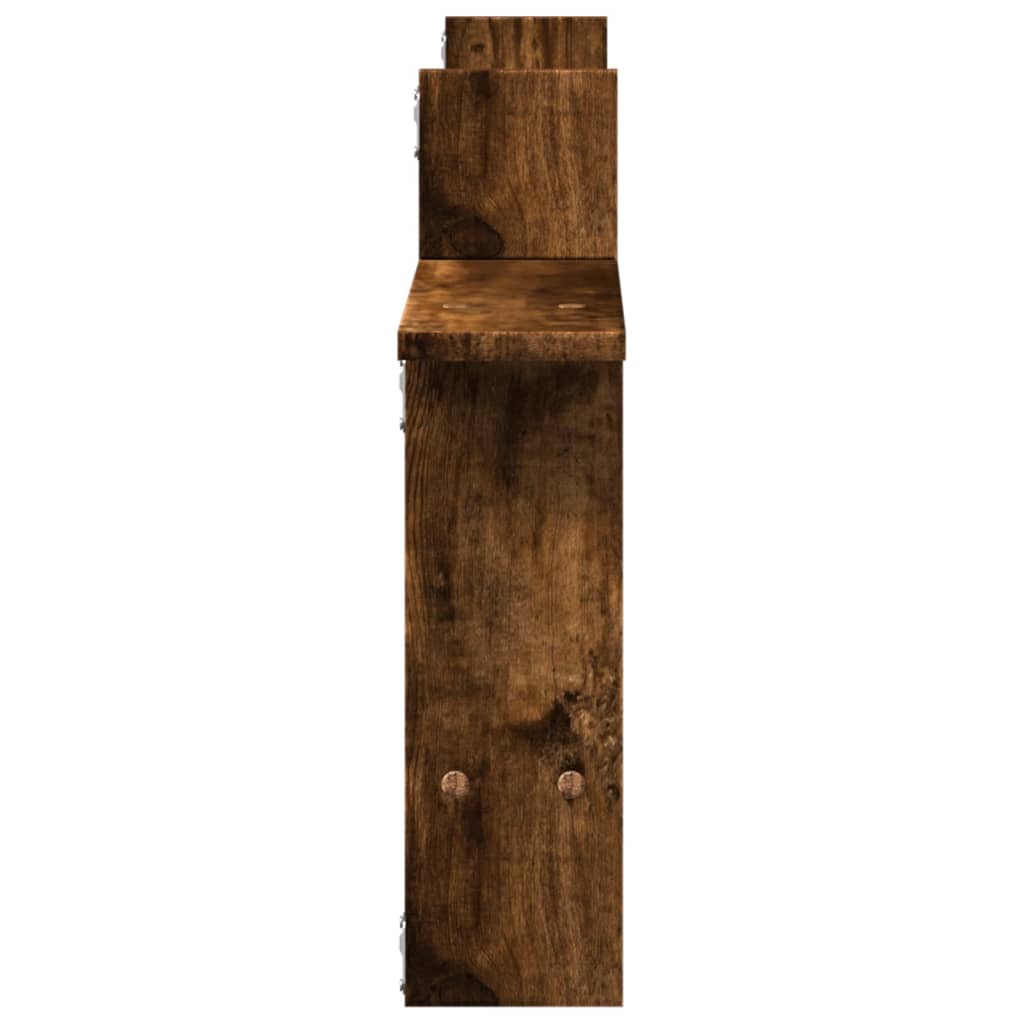2 db füstös tölgy színű szerelt fa fali polc 50 x 12 x 50 cm