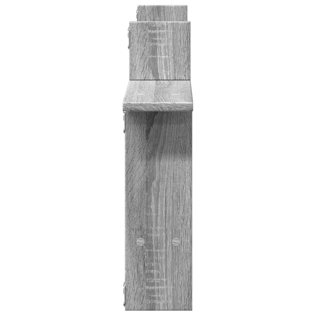 2 db szürke sonoma színű szerelt fa fali polc 50 x 12 x 50 cm
