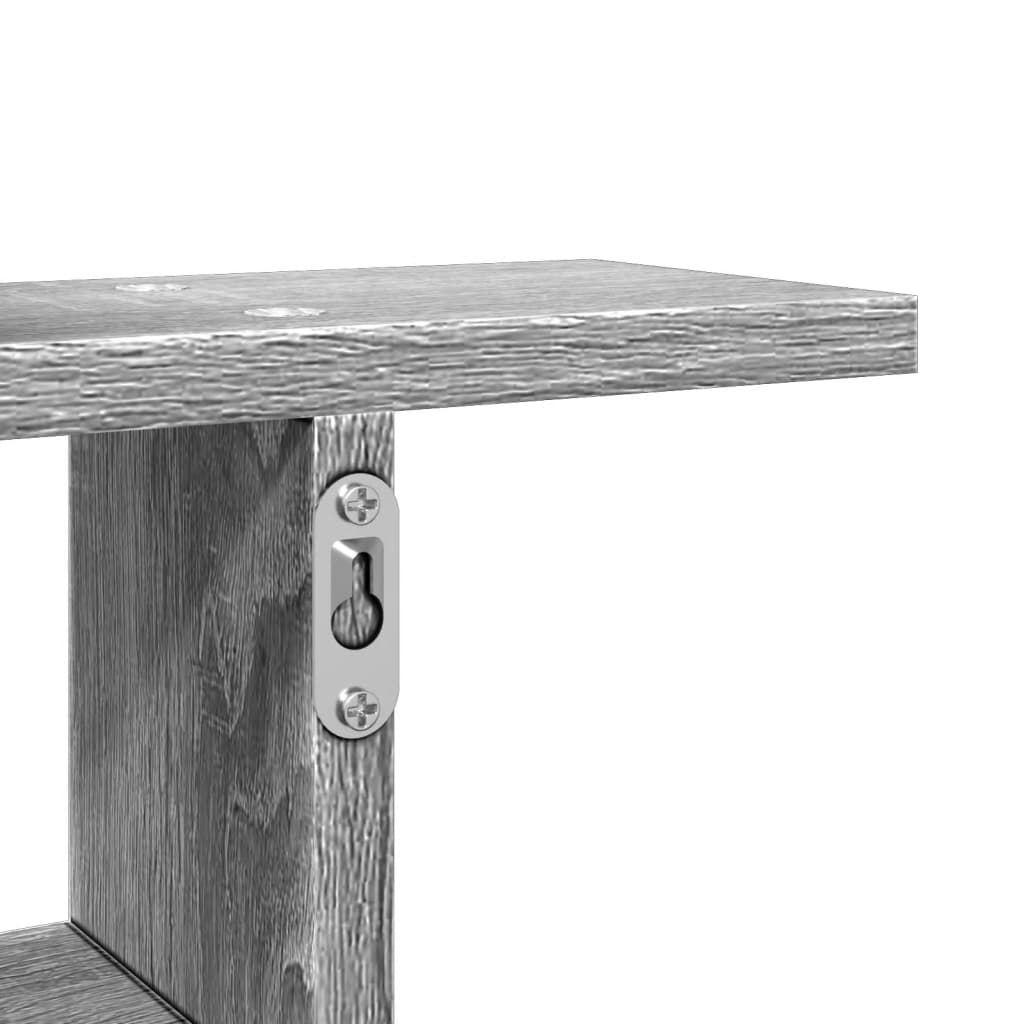 2 db szürke sonoma színű szerelt fa fali polc 50 x 12 x 50 cm