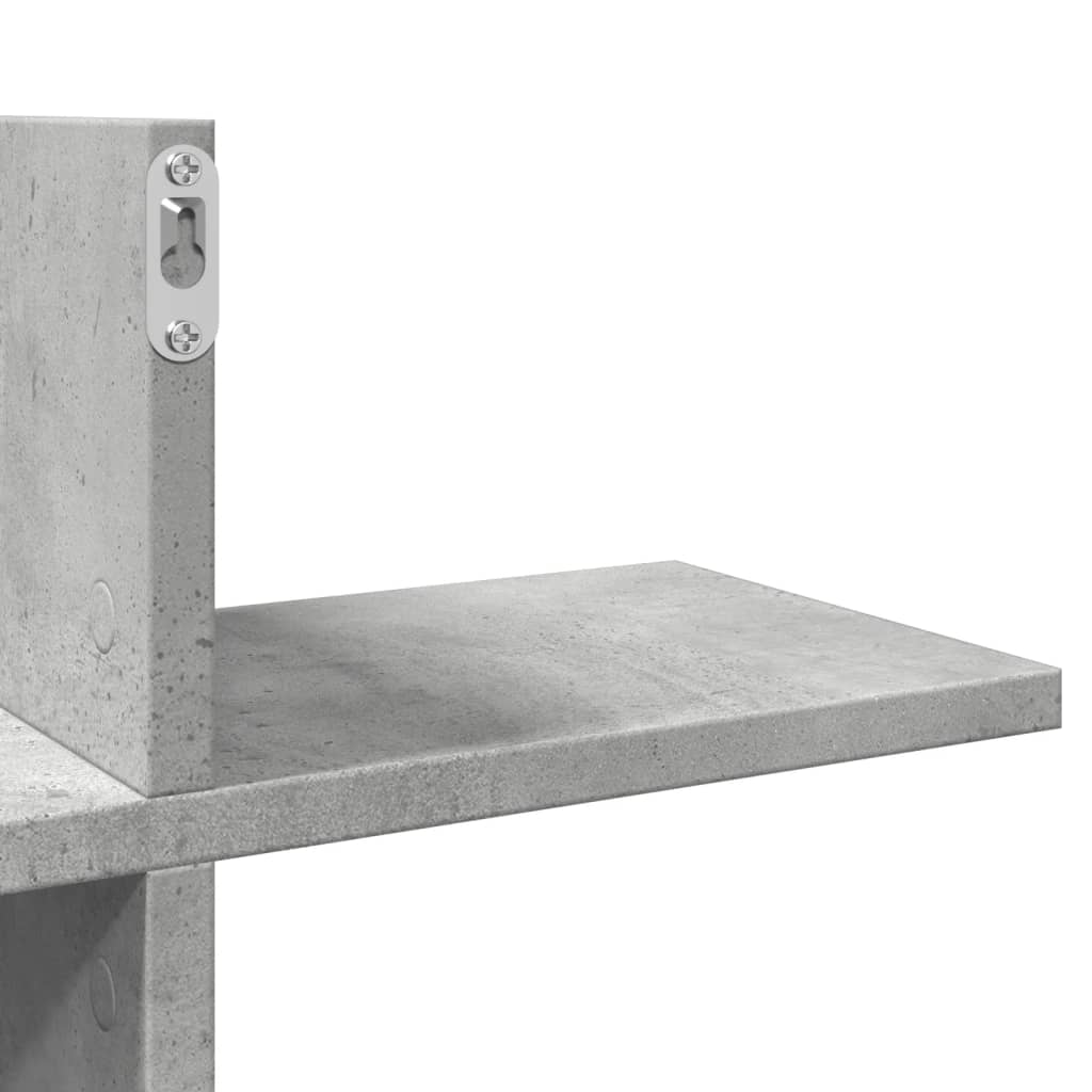 betonszürke szerelt fa fali polc 124,5 x 18 x 60,5 cm