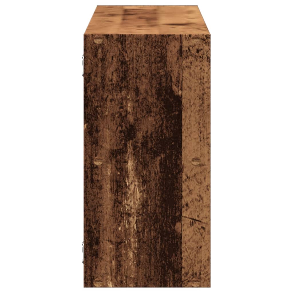 antik fa színű szerelt fa fali polc 100 x 25 x 50 cm