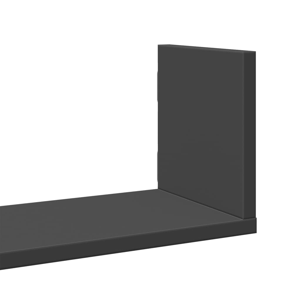 3 db fekete szerelt fa fali polc 58 x 18 x 18 cm
