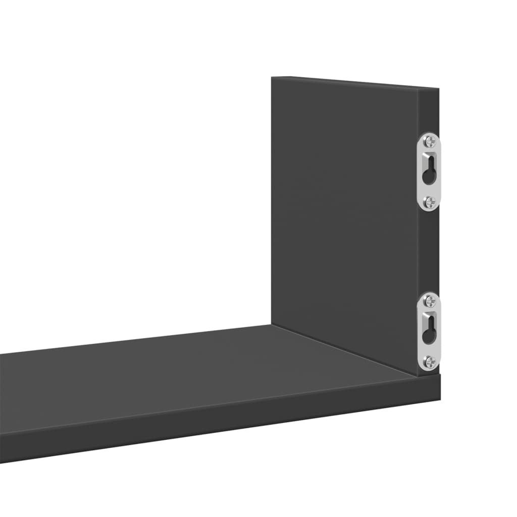 3 db fekete szerelt fa fali polc 58 x 18 x 18 cm
