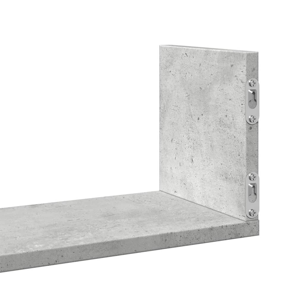 3 db betonszürke szerelt fa fali polc 58 x 18 x 18 cm