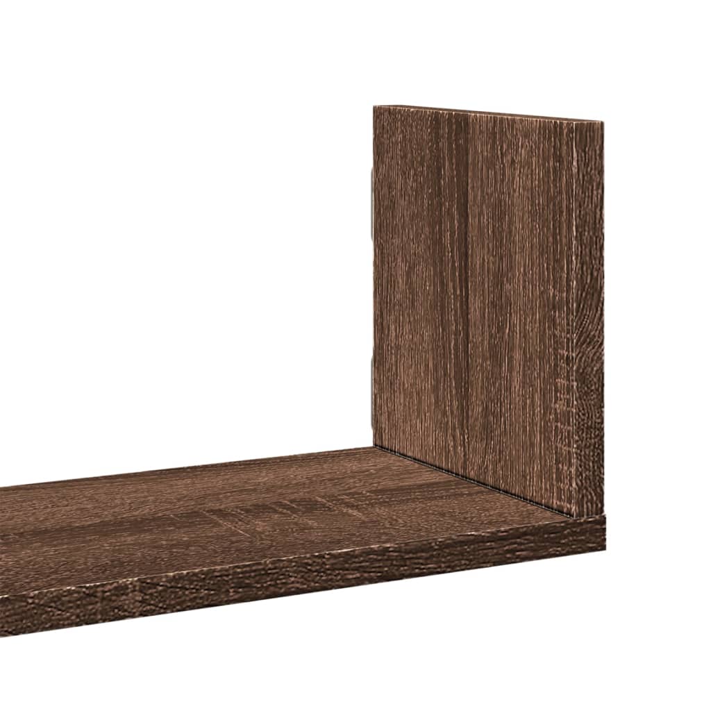 3 db barna tölgy színű szerelt fa fali polc 58 x 18 x 18 cm