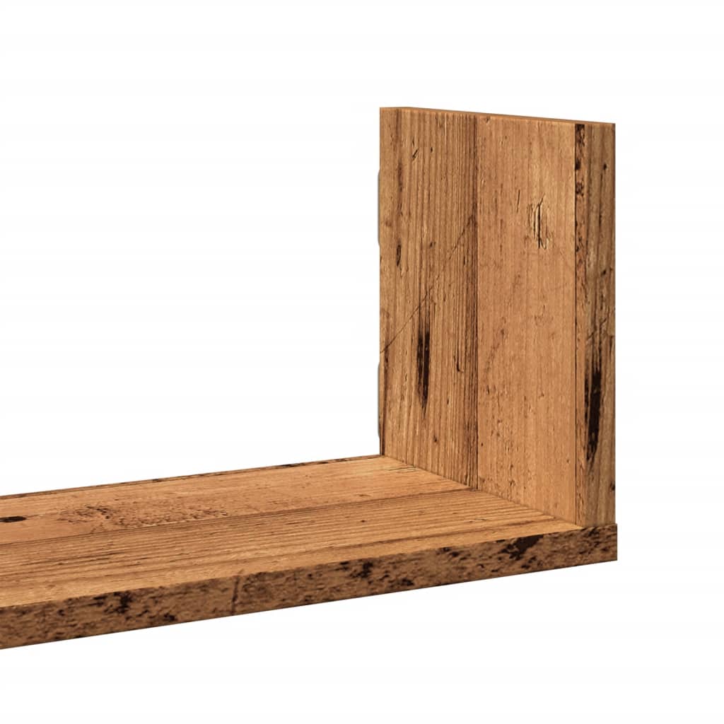 3 db antik fa színű szerelt fa fali polc 58 x 18 x 18 cm