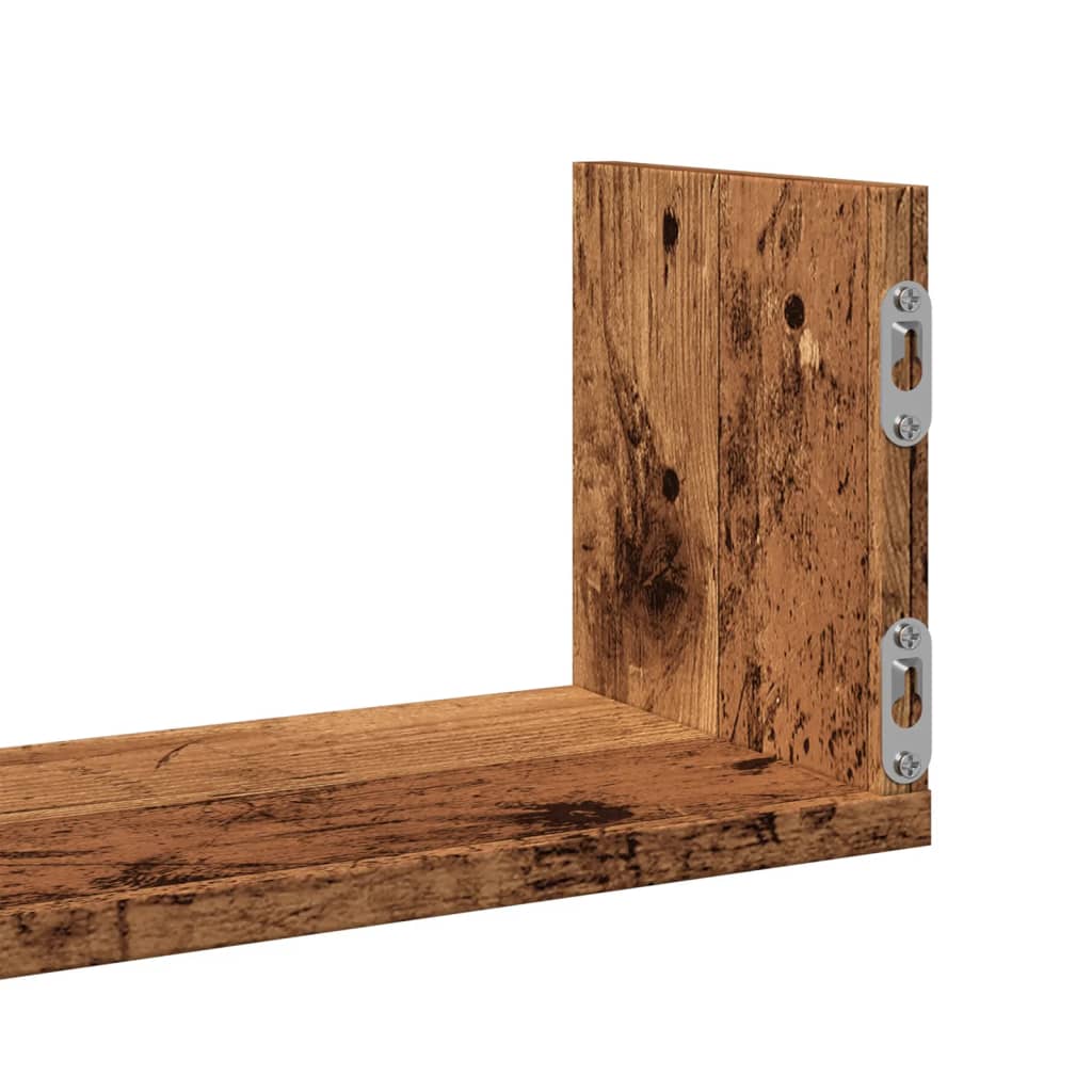 3 db antik fa színű szerelt fa fali polc 58 x 18 x 18 cm