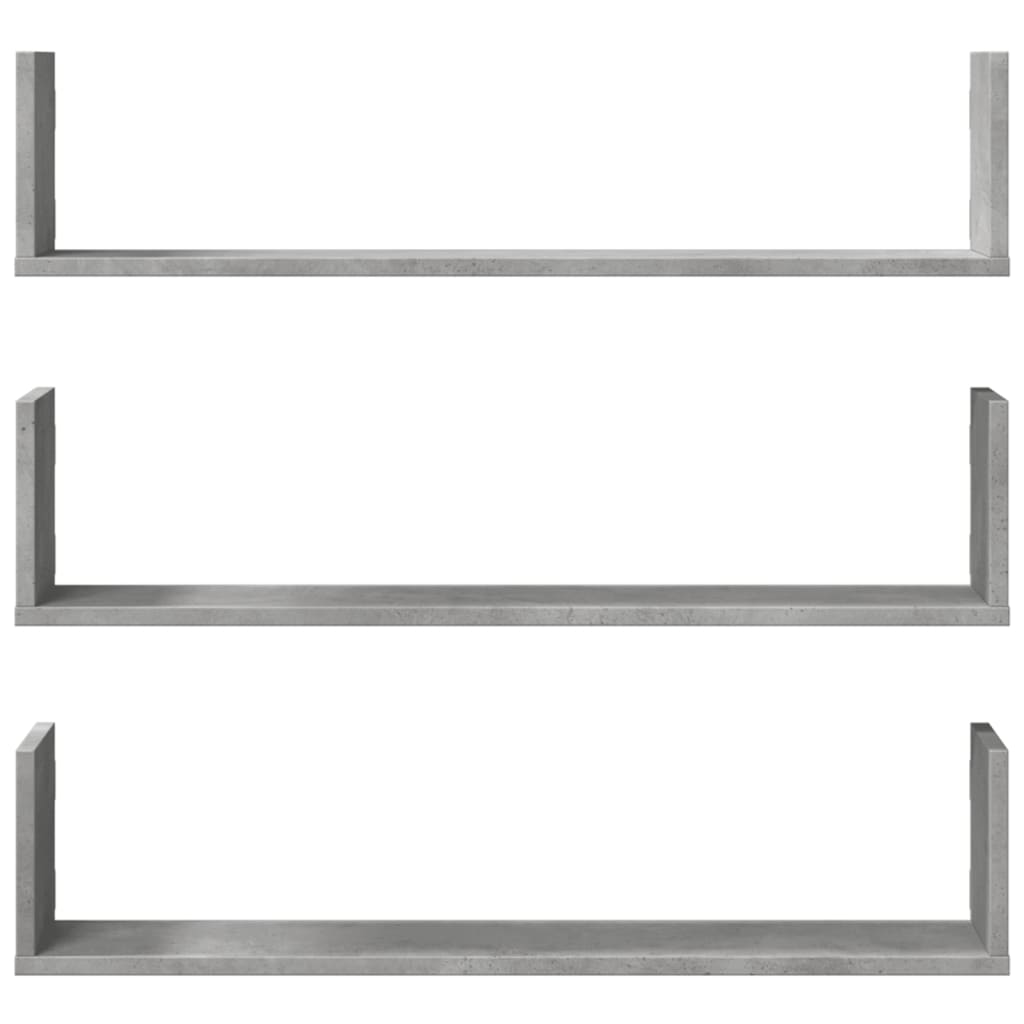 3 db betonszürke szerelt fa fali polc 80 x 18 x 18 cm