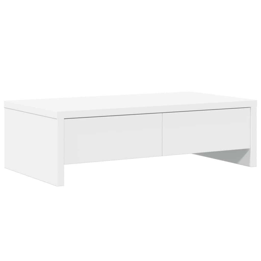 fehér szerelt fa monitorállvány fiókokkal 50 x 27 x 15 cm