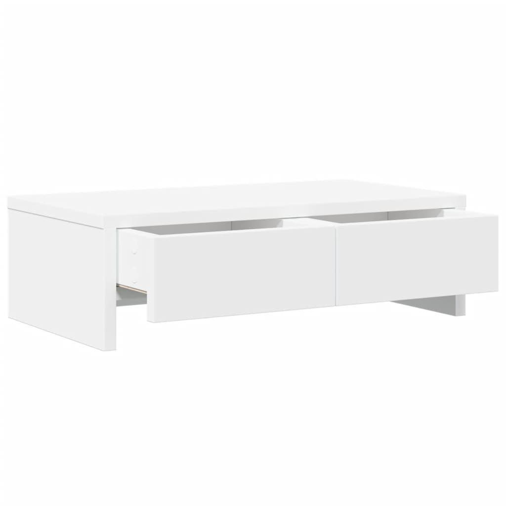 fehér szerelt fa monitorállvány fiókokkal 50 x 27 x 15 cm