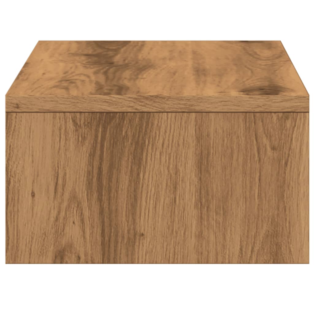 kézműves tölgy szerelt fa monitorállvány fiókokkal 50x27x15 cm