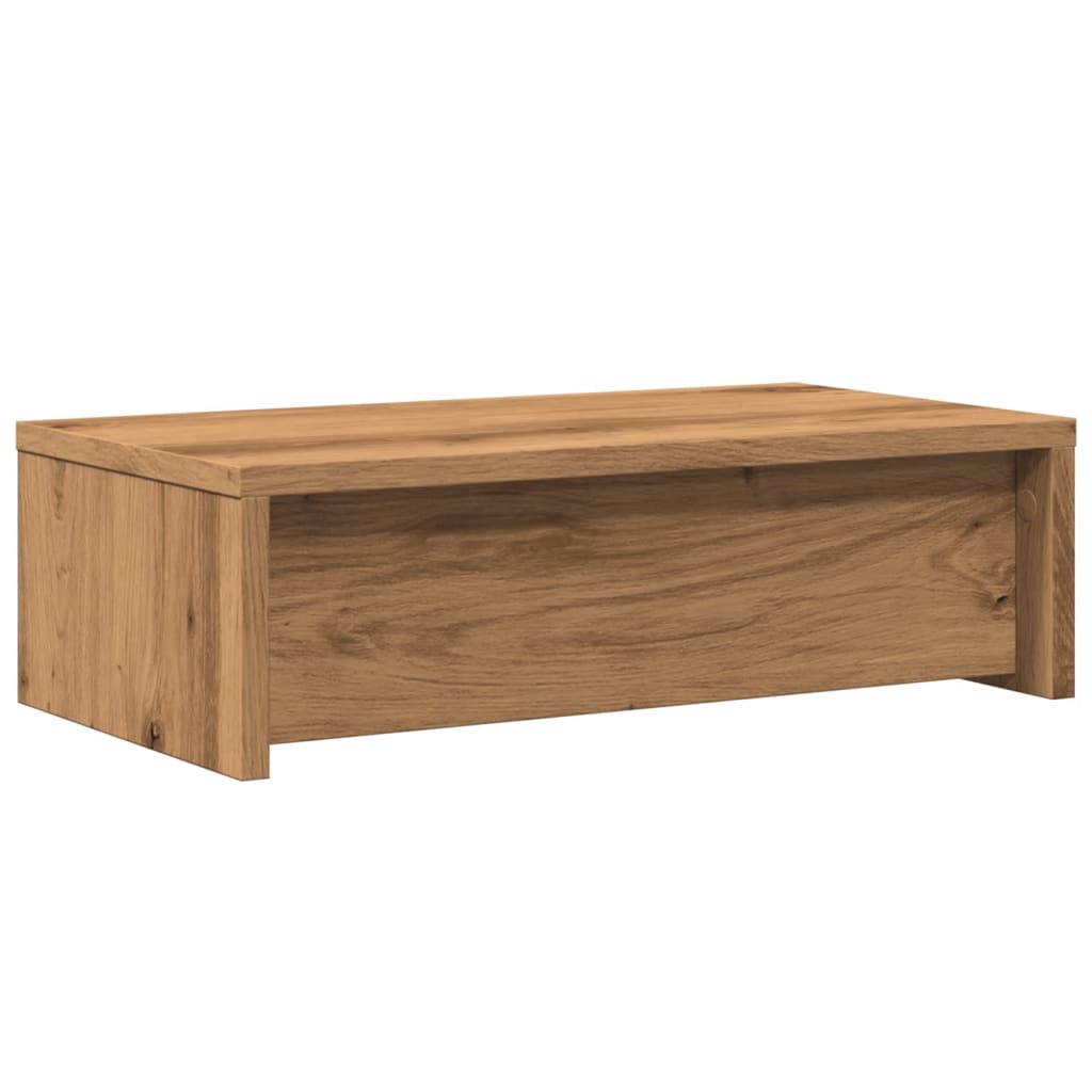 kézműves tölgy szerelt fa monitorállvány fiókokkal 50x27x15 cm