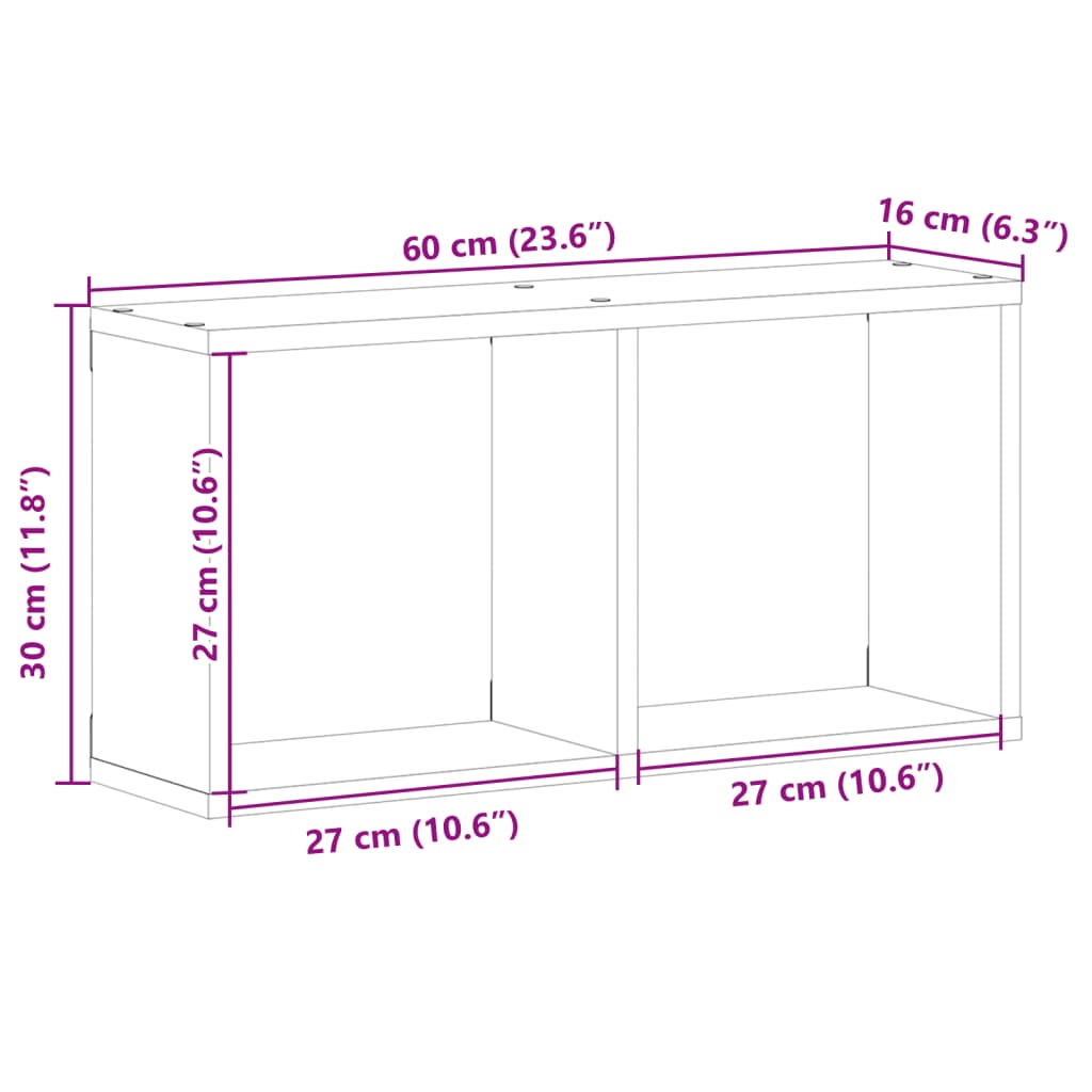 antik fa színű szerelt fa faliszekrény 60 x 16 x 30 cm