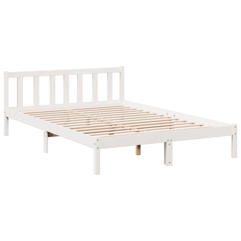 fehér tömör fenyő extra hosszú ágykeret matrac nélkül 140x210cm