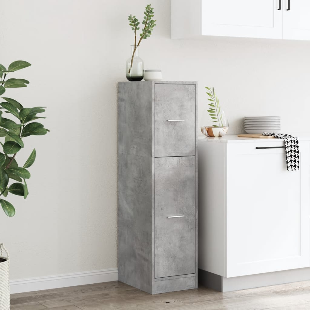 betonszürke szerelt fa patikaszekrény 30 x 41 x 118 cm