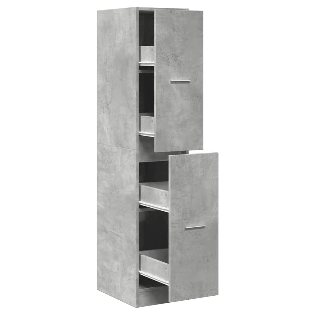 betonszürke szerelt fa patikaszekrény 30 x 41 x 144,5 cm