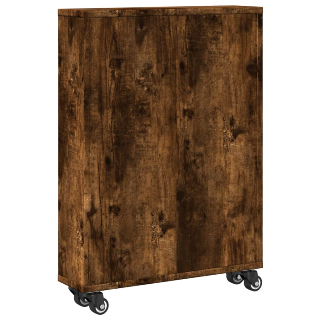füstös tölgy színű szerelt fa keskeny tárolókocsi 48x13x68 cm