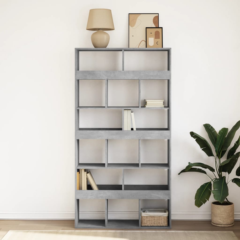 betonszürke szerelt fa könyvespolc 100 x 33 x 187,5 cm