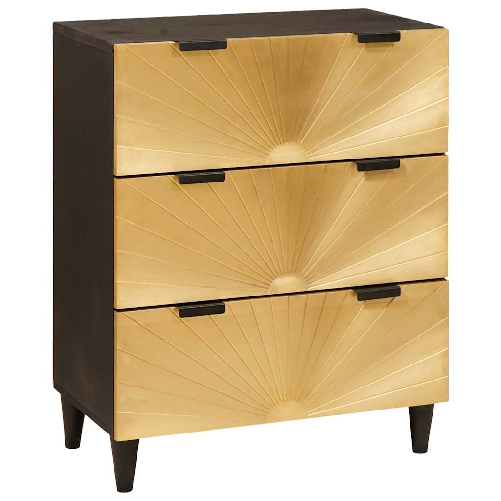 Széf 2 pcs Fekete és Arany 60 x 33 x 75 cm tömör mangófa