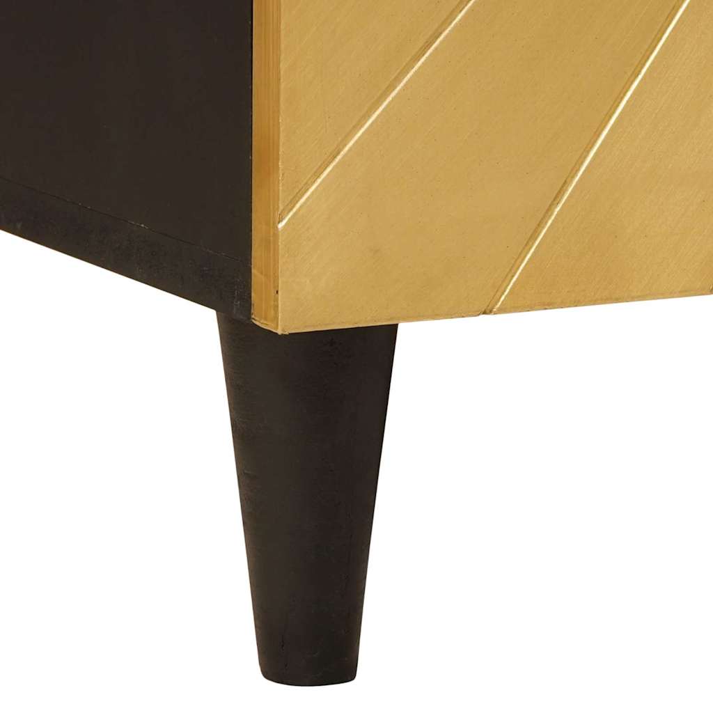 Széf 3 pcs Fekete és Arany 60 x 33 x 75 cm tömör mangófa