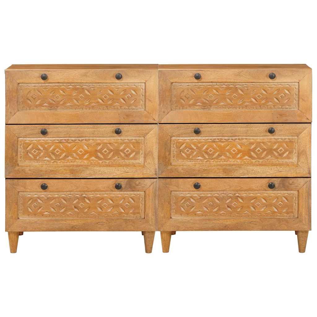 Széf 2 pcs Barna 60 x 33 x 75 cm tömör mangófa