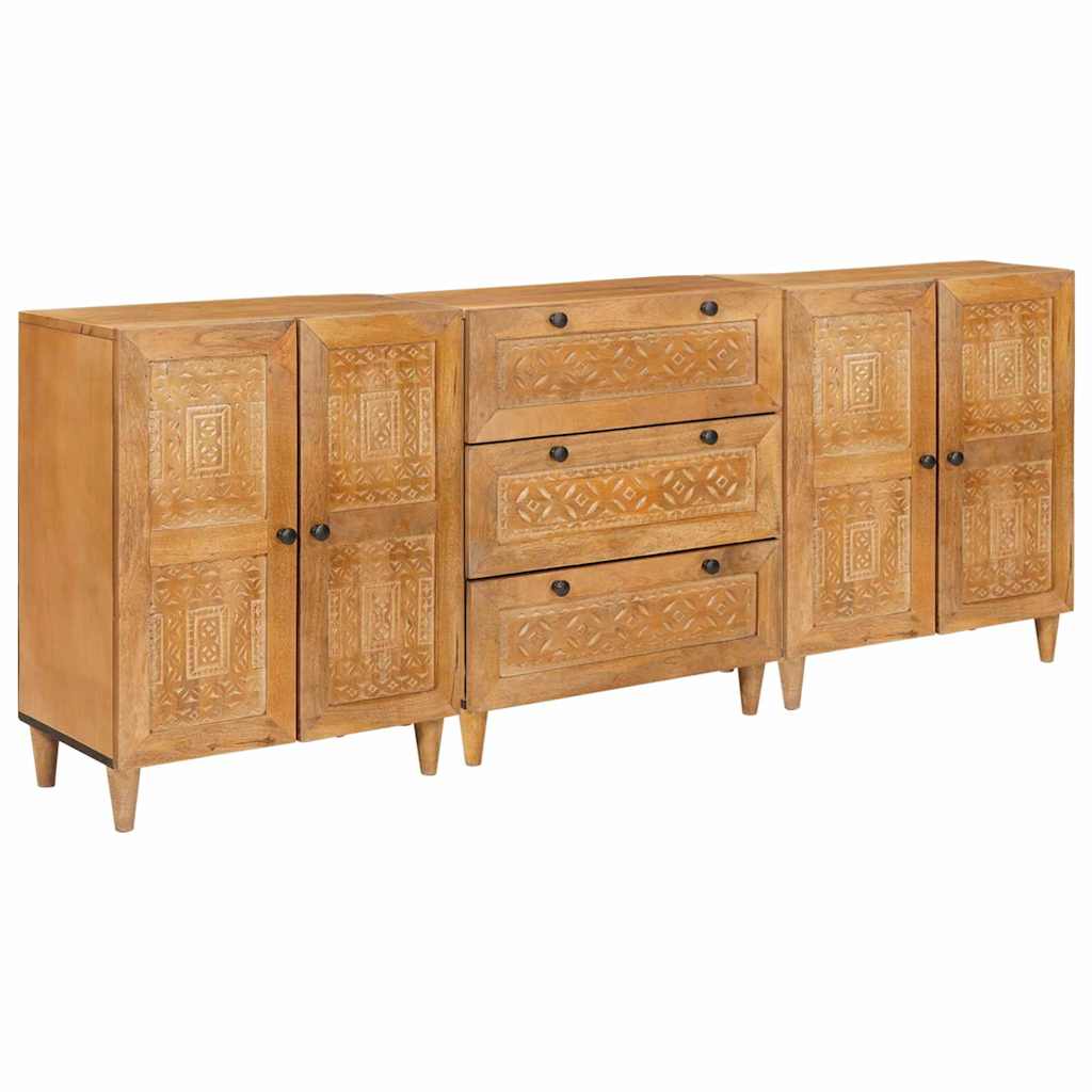 Széf 3 pcs Barna 60 x 33 x 75 cm tömör mangófa
