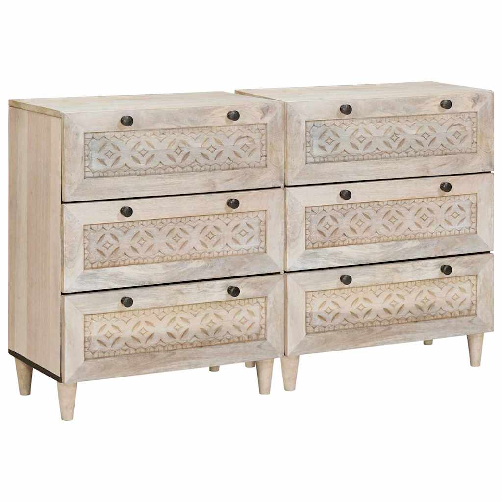 Széf 2 pcs Fehér 60 x 33 x 75 cm tömör mangófa