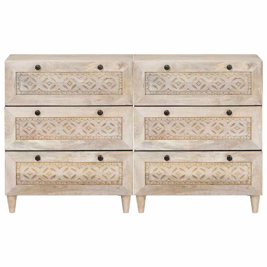 Széf 2 pcs Fehér 60 x 33 x 75 cm tömör mangófa