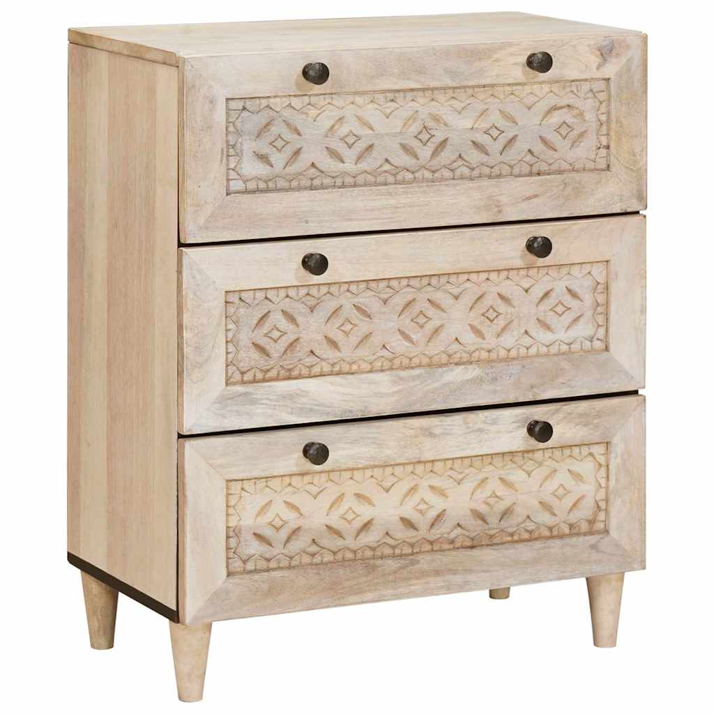 Széf 3 pcs Fehér 60 x 33 x 75 cm tömör mangófa
