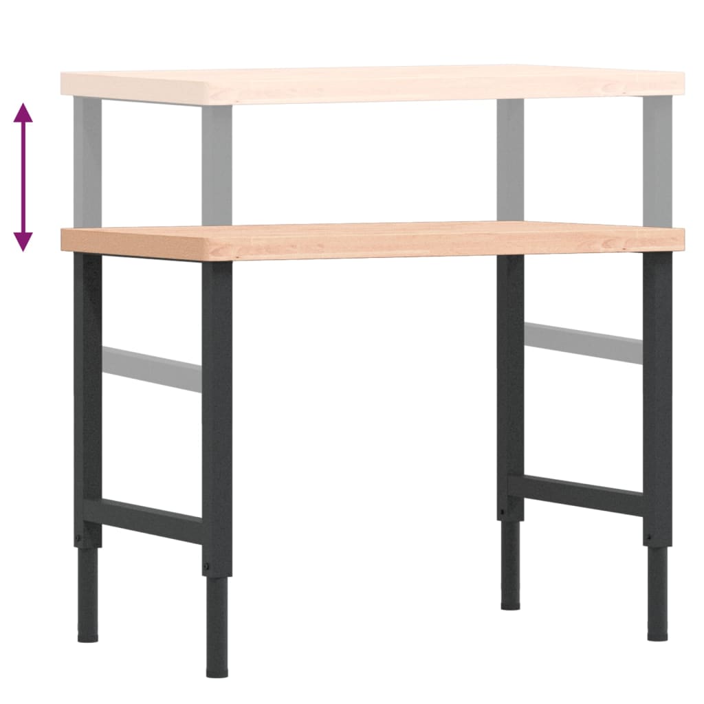 tömör bükkfa négyszög alakú munkapad 100 x 60 x (73-99,5) cm