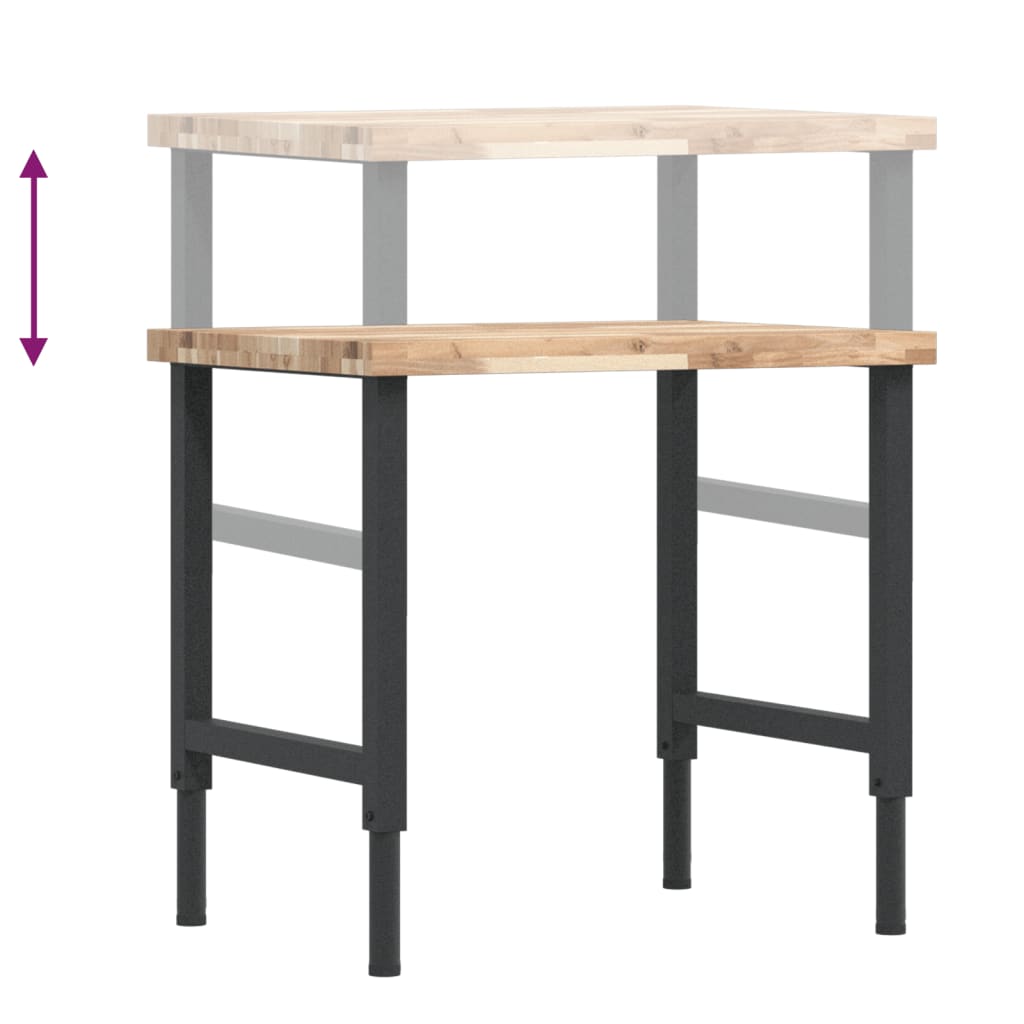 tömör bükkfa négyszög alakú munkapad 80 x 60 x (73-99,5) cm