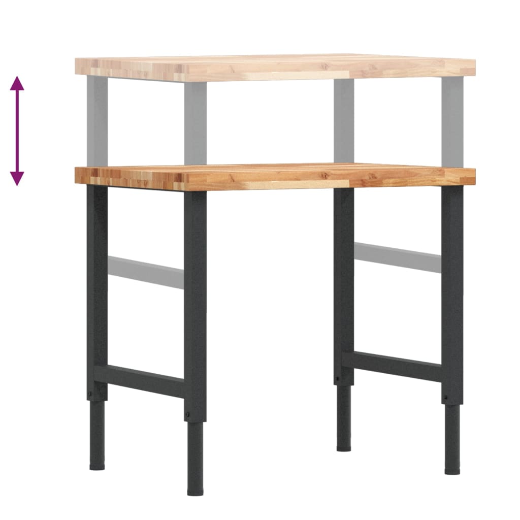 tömör bükkfa négyszög alakú munkapad 80 x 60 x (73-99,5) cm