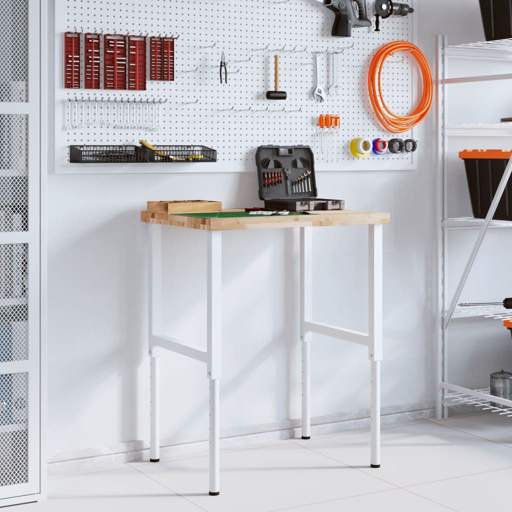 tömör bükkfa négyszög alakú munkapad 80 x 60 x (73-99,5) cm