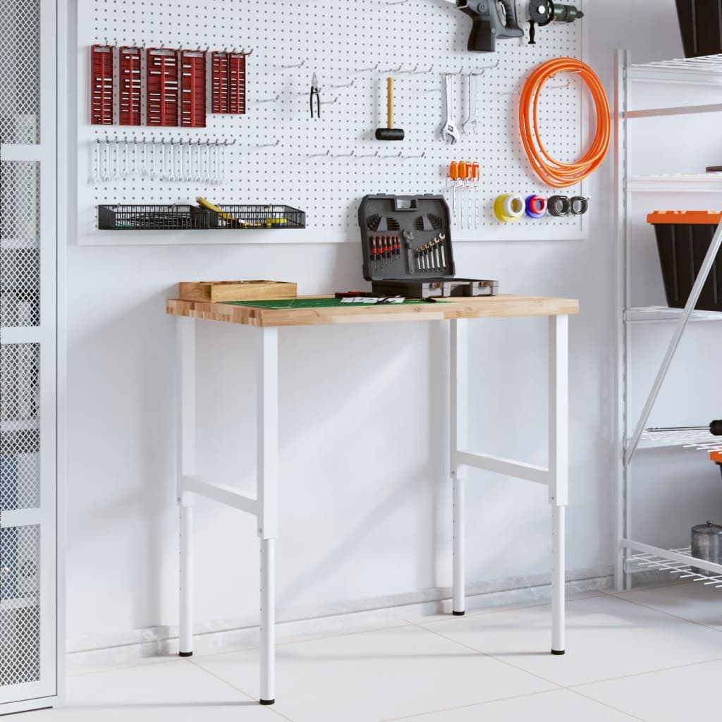 tömör bükkfa négyszög alakú munkapad 100 x 60 x (73-99,5) cm