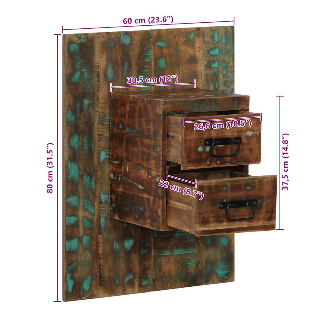 Éjjeli szekrény Többszínű 60x32x80 cm Tömör fa újrahasznosított
