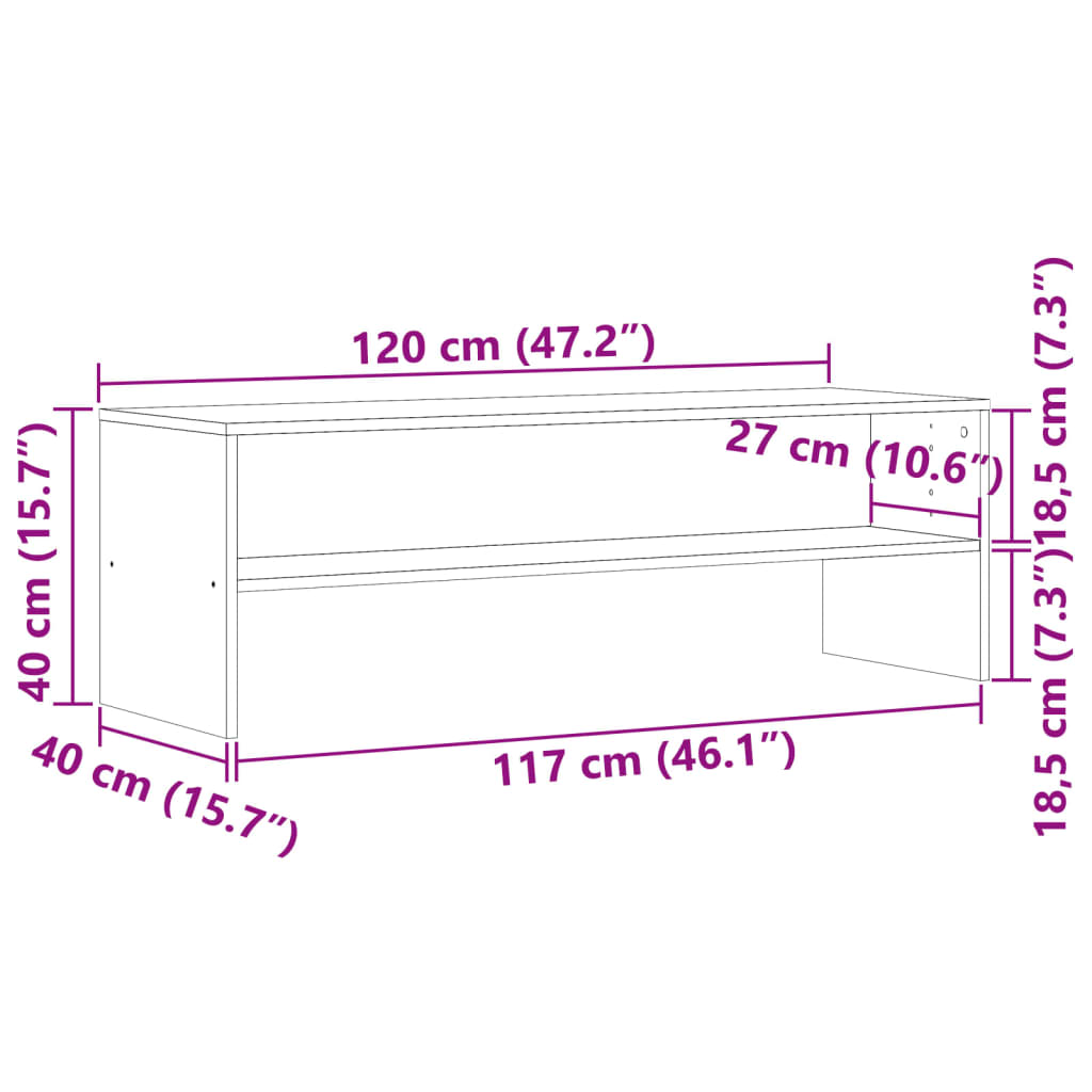 antik hatású szerelt fa TV-szekrény 120 x 40 x 40 cm
