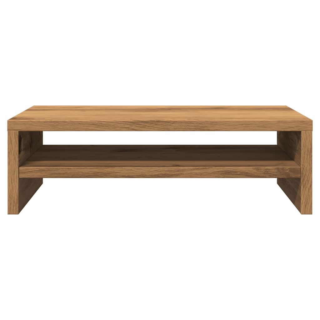 Kézműves tölgy színű szerelt fa monitorállvány 42x24x13 cm
