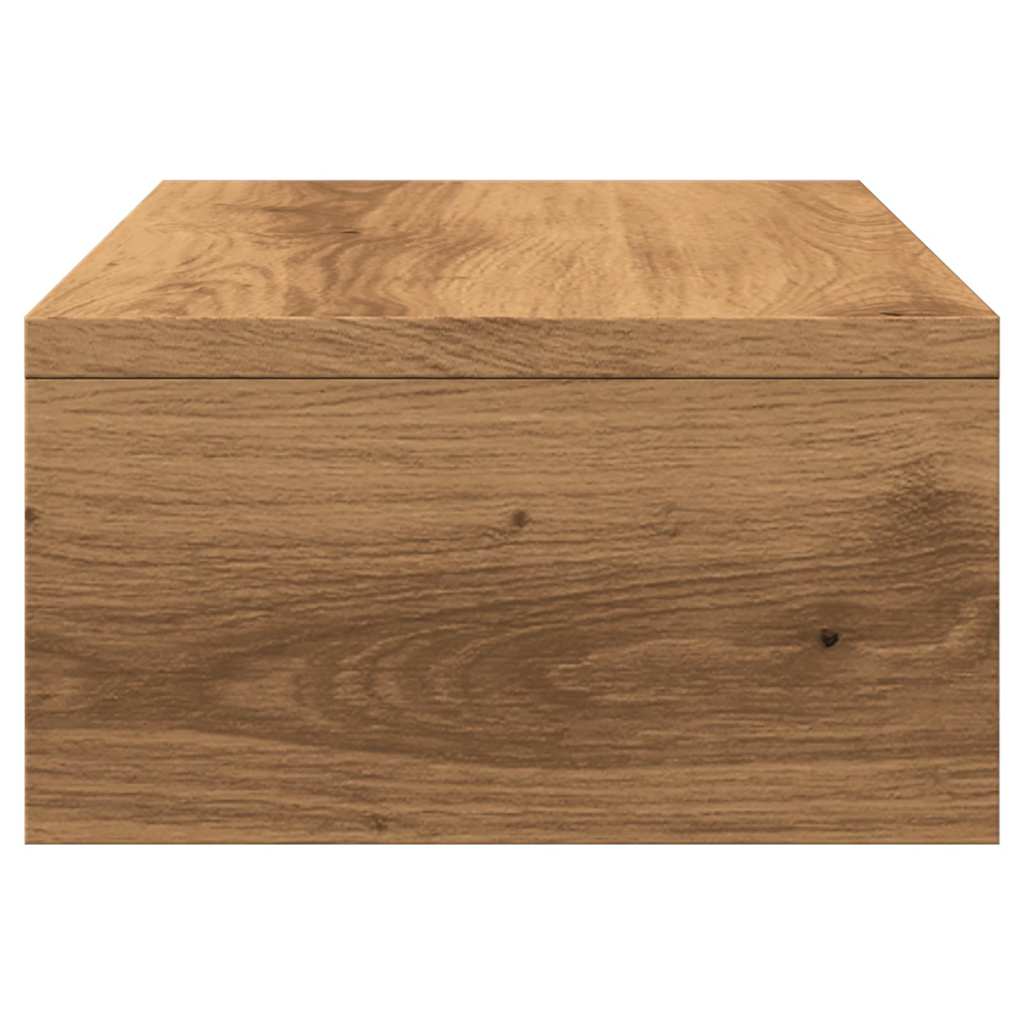 Kézműves tölgy színű szerelt fa monitorállvány 42x24x13 cm