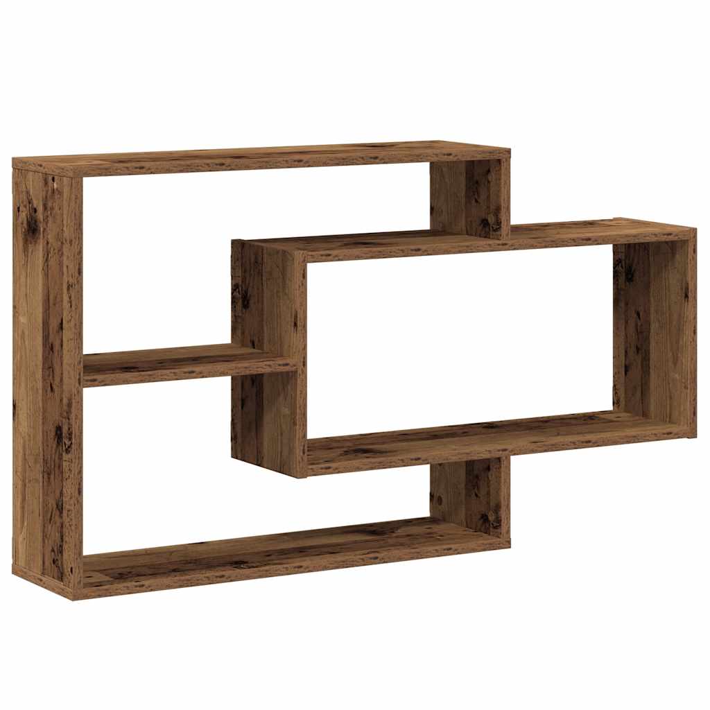 antik fa színű szerelt fa fali polc 104x20x58,5 cm