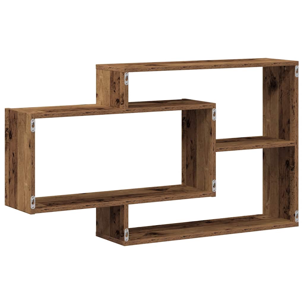 antik fa színű szerelt fa fali polc 104x20x58,5 cm