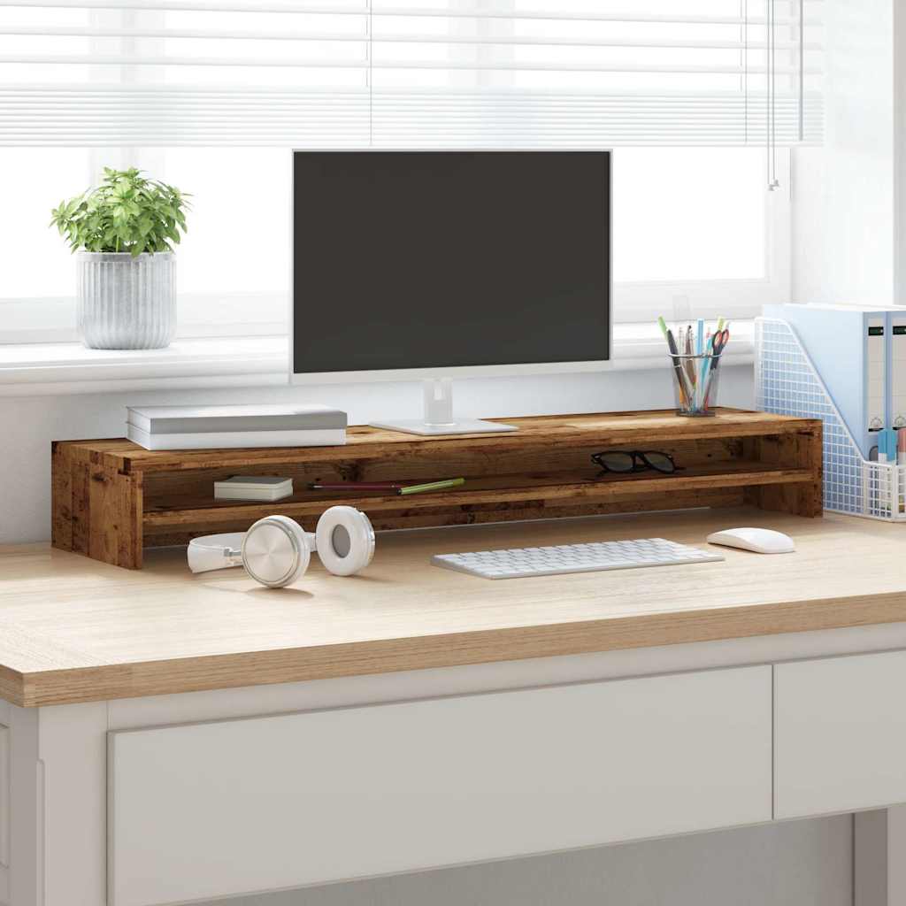 antik fa színű szerelt fa monitorállvány 100 x 24 x 13 cm