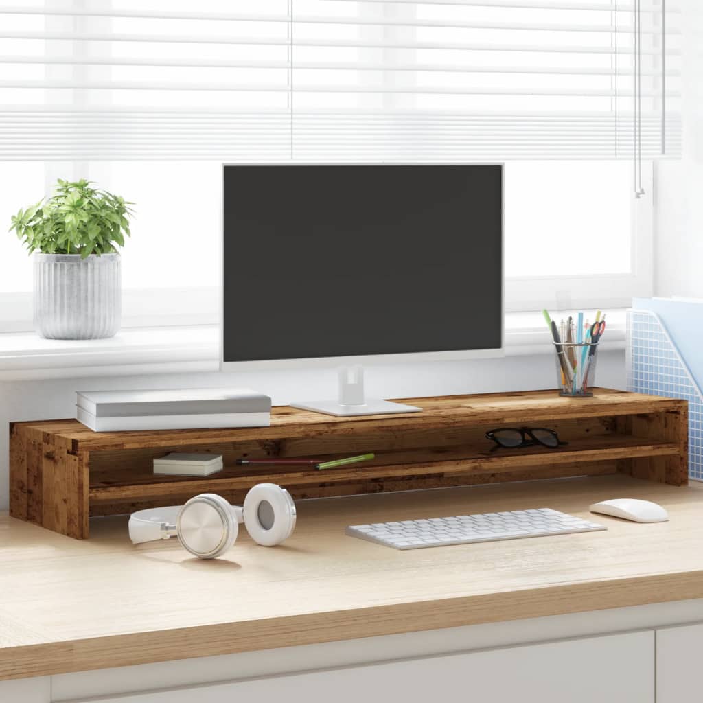 antik fa színű szerelt fa monitorállvány 100 x 24 x 13 cm