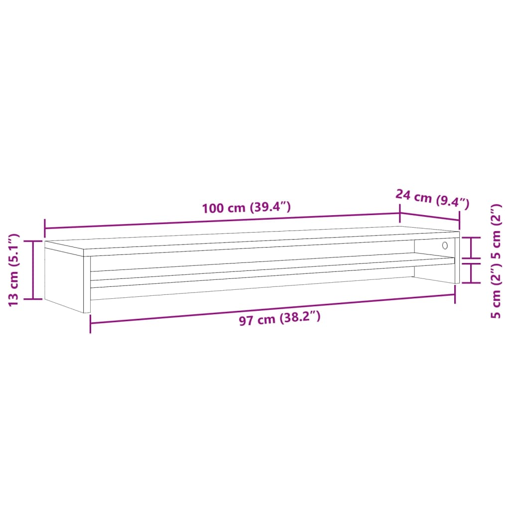 antik fa színű szerelt fa monitorállvány 100 x 24 x 13 cm
