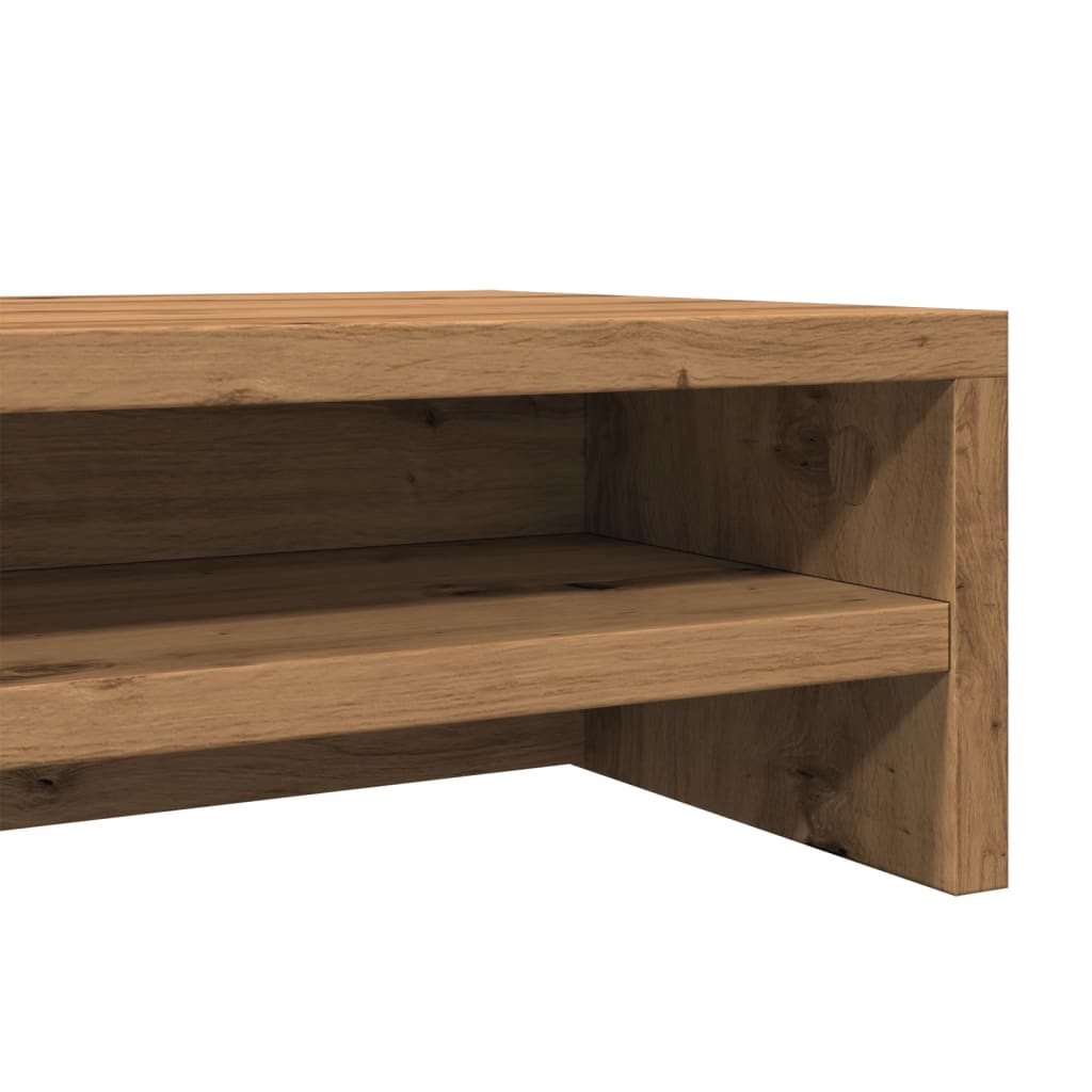 kézműves tölgy színű szerelt fa monitorállvány 100 x 24 x 13 cm